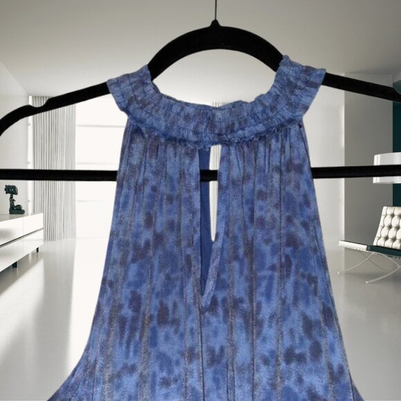 Mlle Gabrielle Layered High Button Keyhole Neckline Layered Maxi Dress - Picture 7 of 12